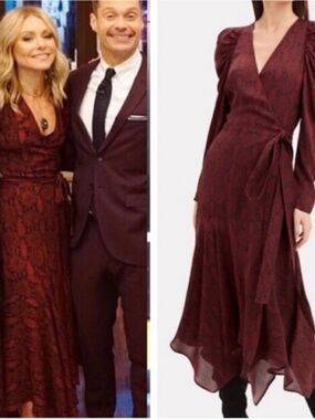 A.L.C. Burgundy Snake-Print Asymmetrical Wrap Dress